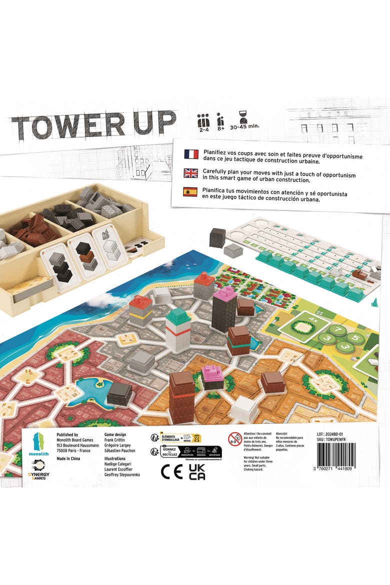 Tower Up City Building Board Game, Alternate, color, Multicolored