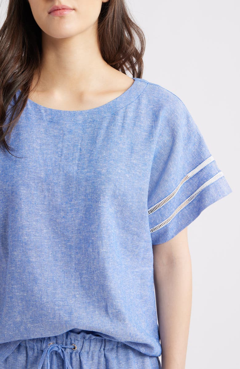 Anne Klein Dolman Sleeve Top, Alternate, color, Santorini Blue/ Brt Wht