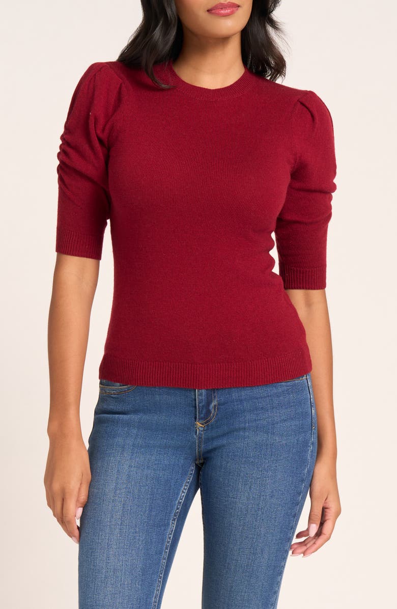 matty m. Everly Rib Short Sleeve Sweater, Alternate, color, Wine