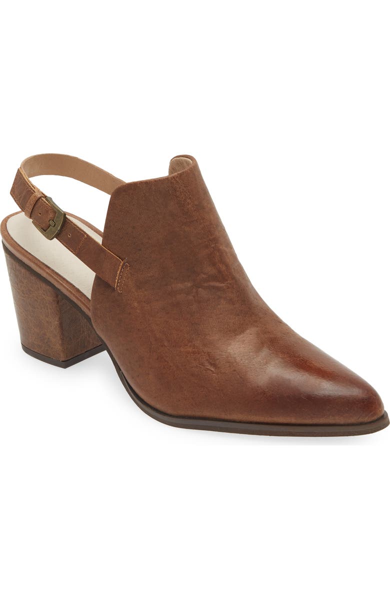 Chocolat Blu Eldorado Slingback Pointed Toe Mule, Main, color, Brown Leather