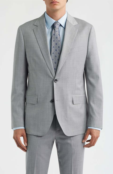 Jetsetter Slim Fit Grey Stretch Wool Suit Jacket