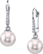 The Pearl Source Japanese Akoya Certified Hanadama Pearl & Diamond Susan Earrings