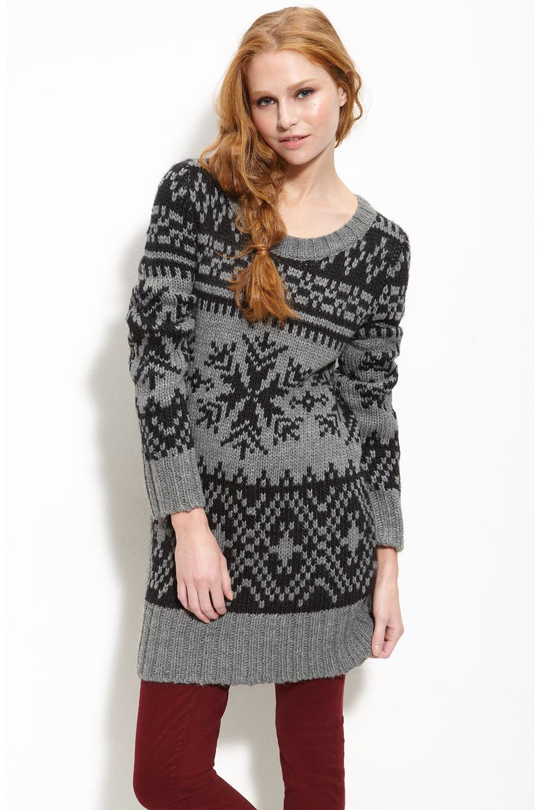 Fair Isle Sweater Tunic, Main, color, GREY/ BLACK COMBO
