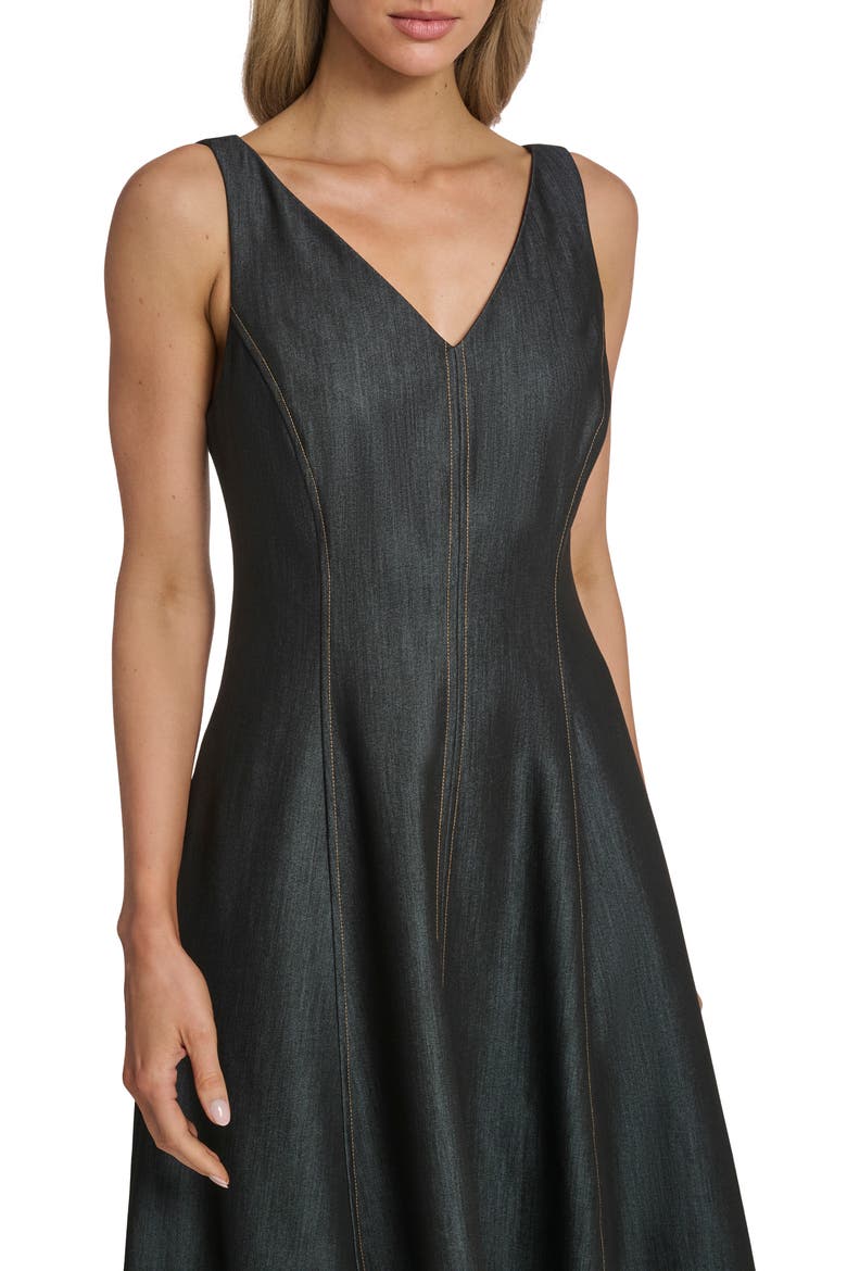 Denim A-Line Midi Dress, Alternate, color, BLUE