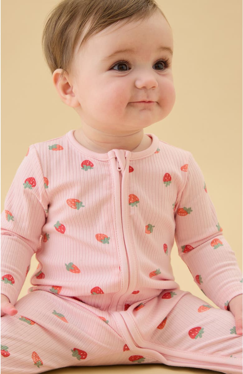 MORI Ribbed Two Way Zip-Up Romper, Alternate, color, Strawberry Crystal Rose