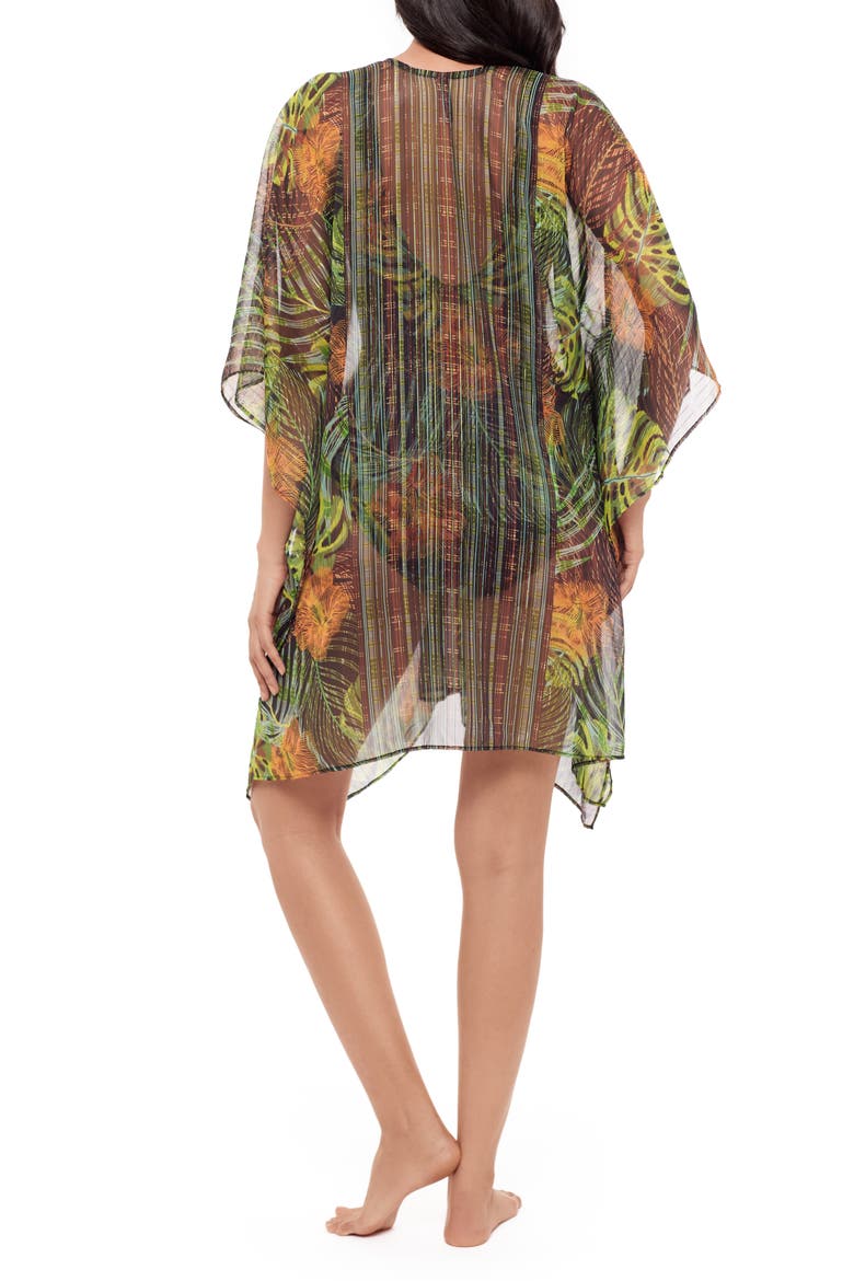 Sunset Islet Metallic Chiffon Cover-Up Caftan, Alternate, color, BLACK/ MULTI