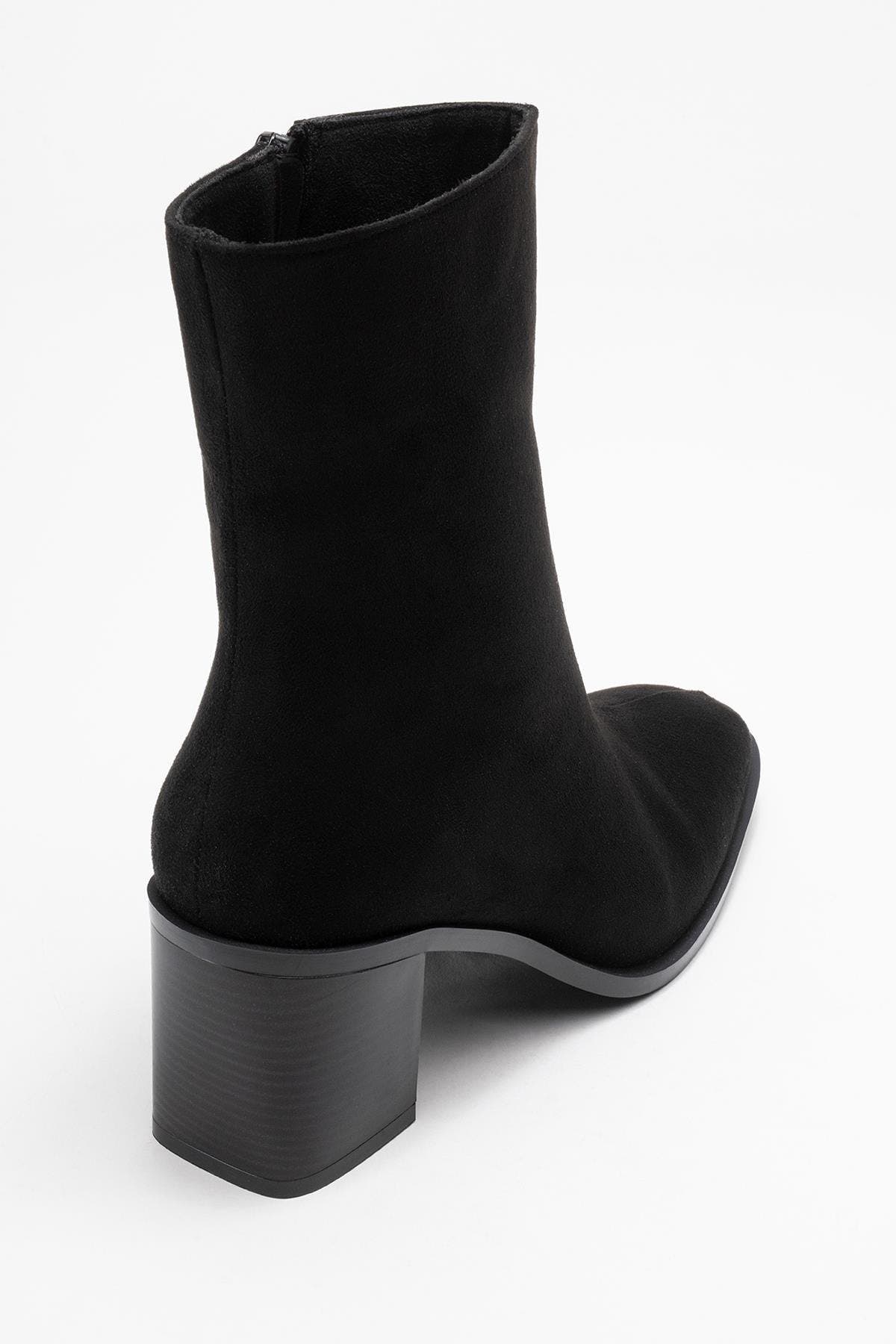 Chara Block Heel Ankle Boot, Alternate, color, Black Suede Faux Leather