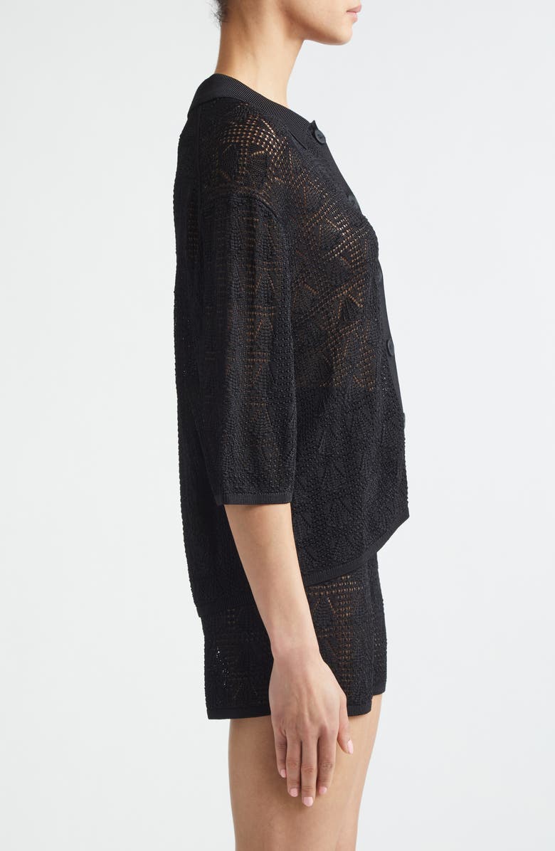 LOULOU DE SAISON Siani 3D Shell Knit Cardigan, Alternate, color, Black