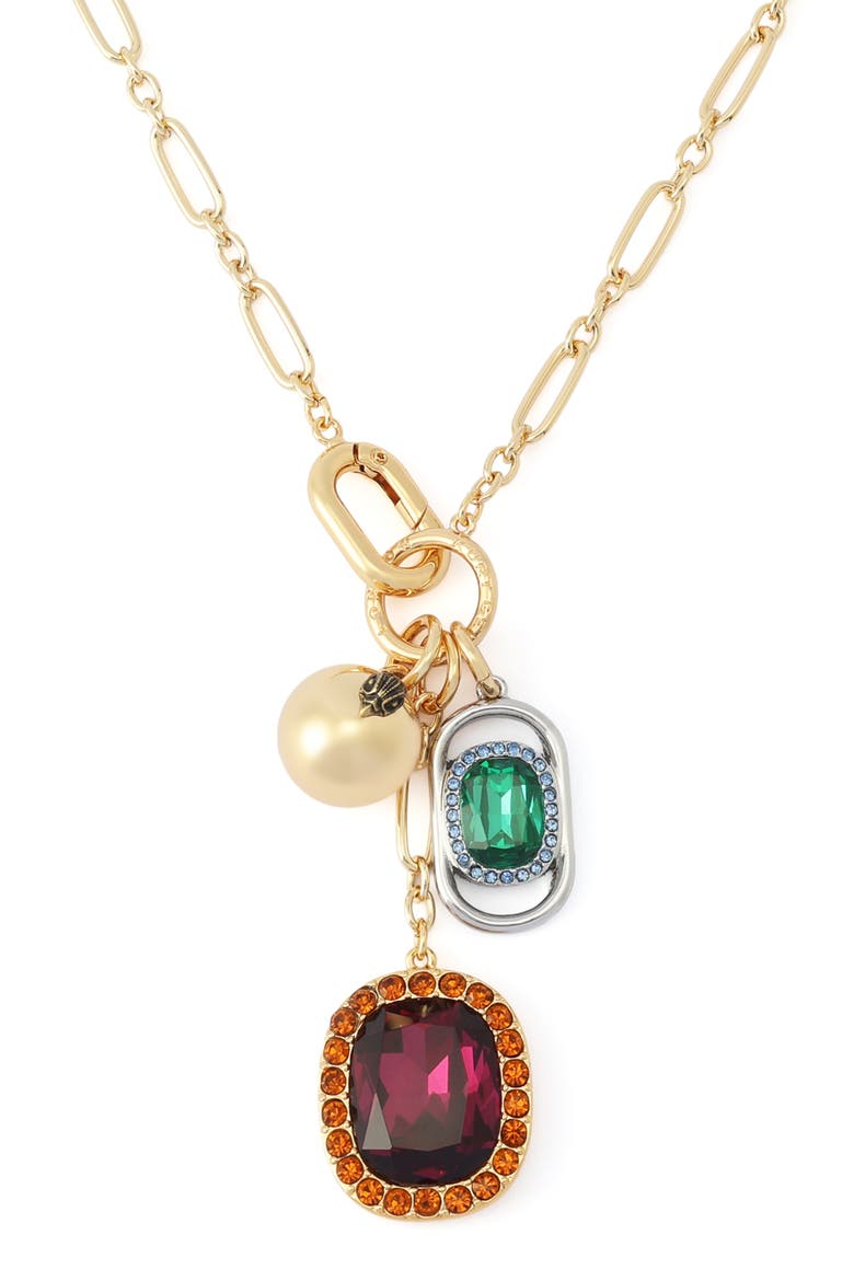Gemstone Charm Link Long Necklace, Alternate, color, GOLD MULTI