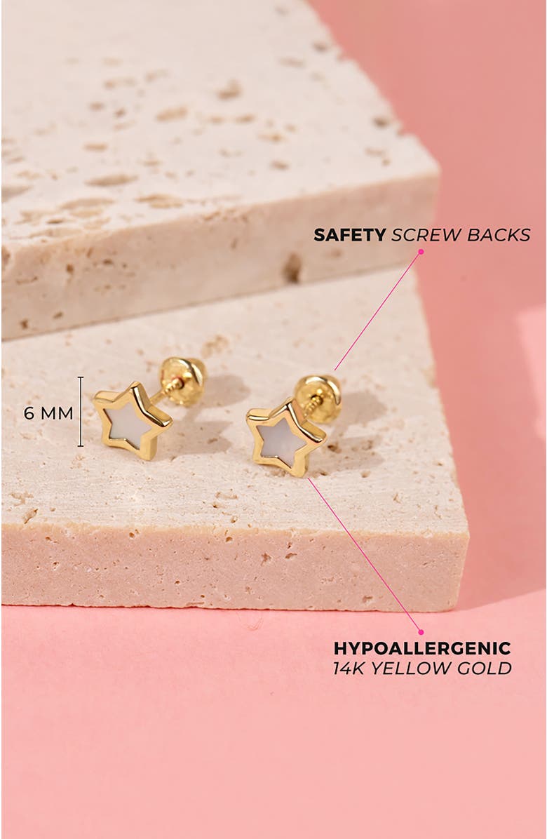 In Season Jewelry 14k Mother of Pearl Star Earrings, Alternate, color, Gold