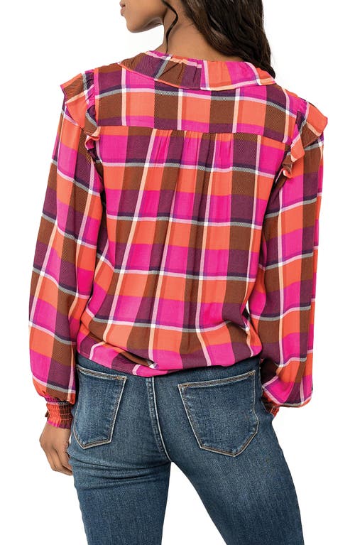 Gibsonlook Plaid Ruffle Shirt In Pink Plaid