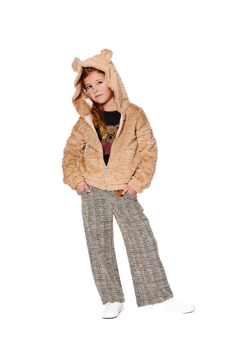 Deux par Deux Faux Fur Hooded Jacket, Main, color, Nougat