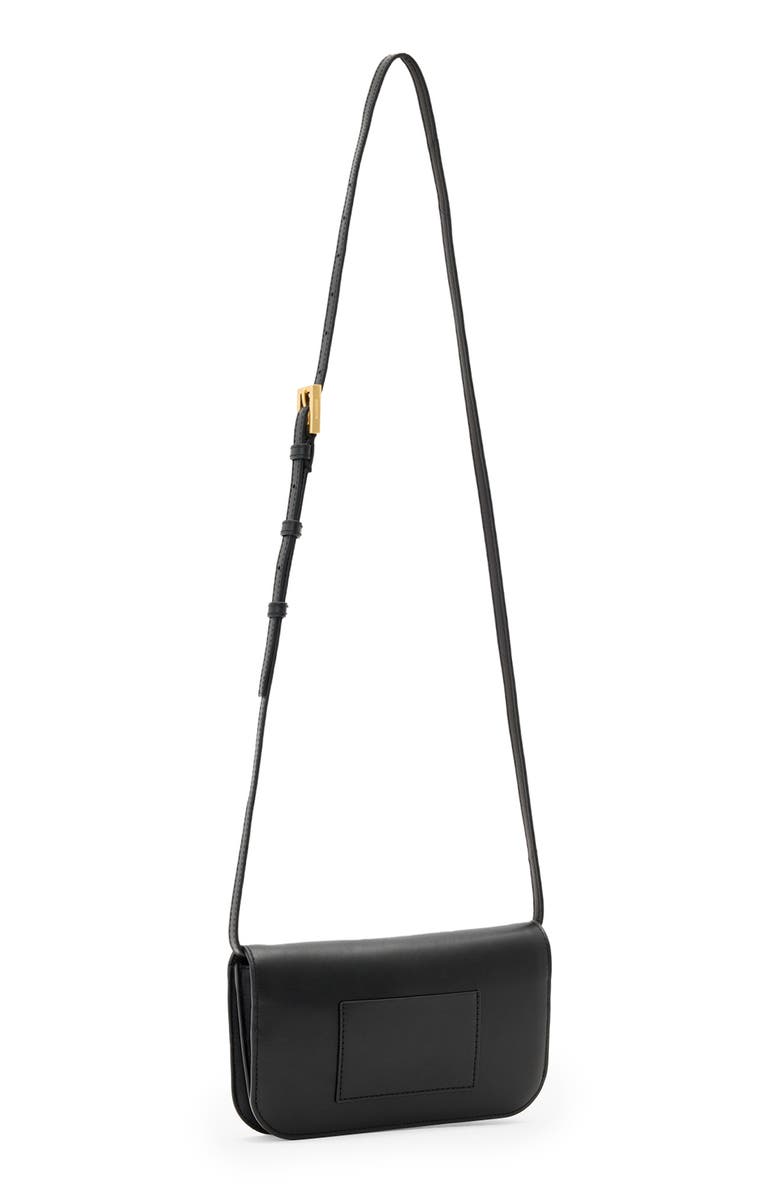 AllSaints Maeve Leather Crossbody Wallet, Alternate, color, Black