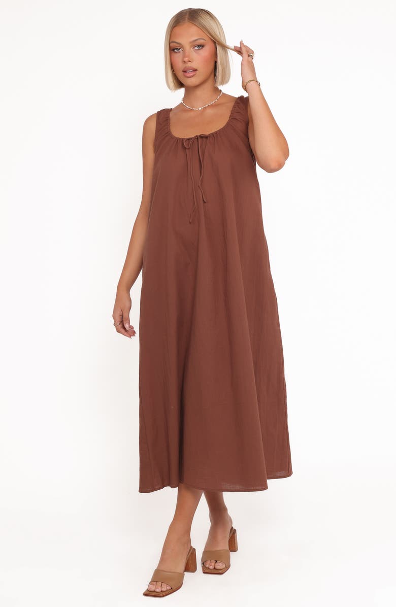 Petal & Pup Bowman Cotton Midi Dress, Alternate, color, Chocolate Brown