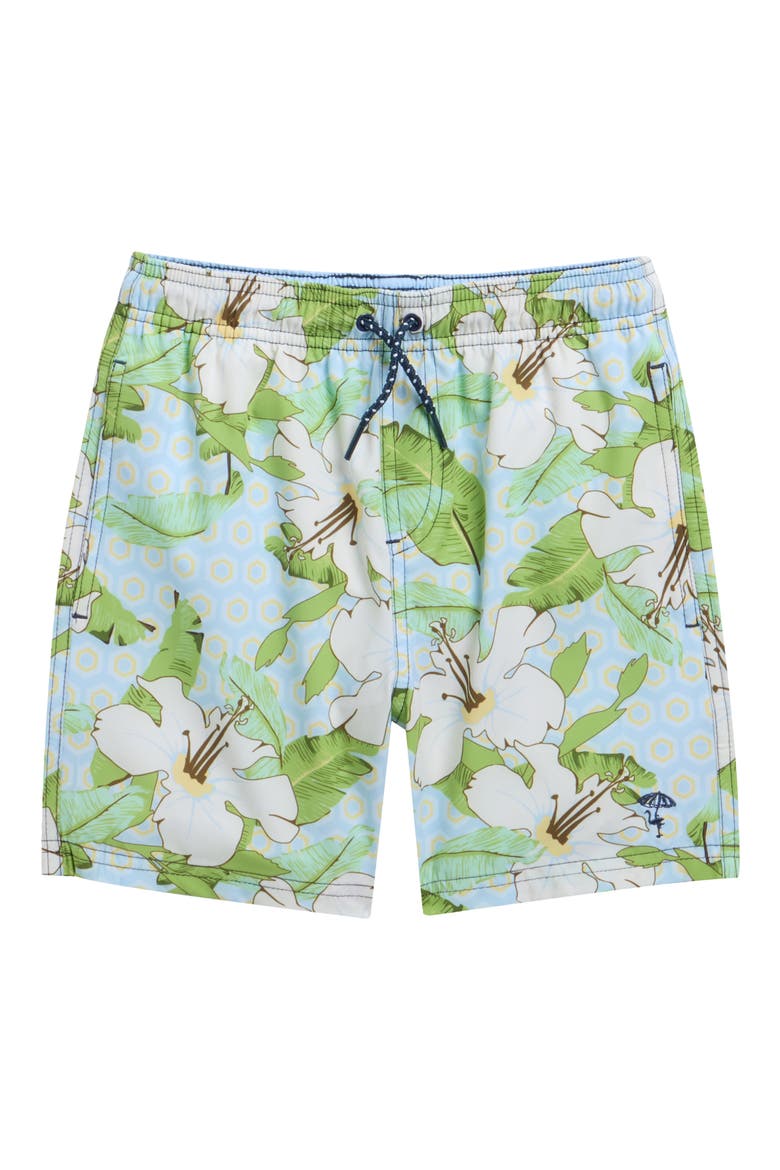 Kids' Hibiscus Swim Trunks, Main, color, MINT