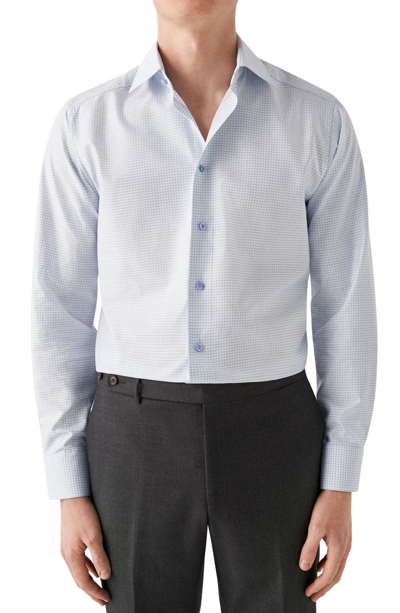 Eton Contemporary Fit Check Dress Shirt, Main, color,