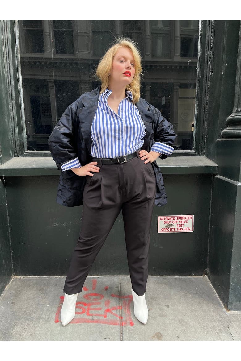 Jacquard Blazer Plus Size, Alternate, color, NAVY JACQUARD