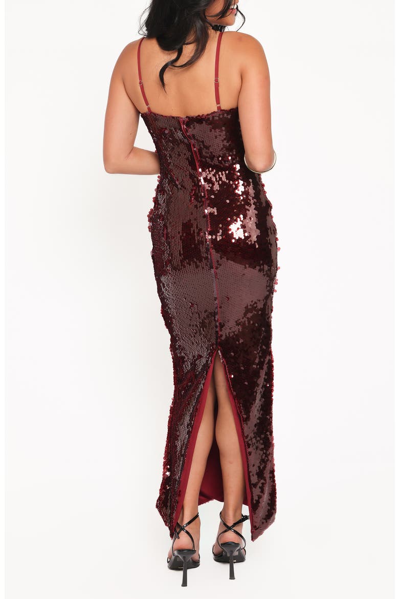 Orlena Sequin Maxi Dress, Alternate, color, BURGUNDY