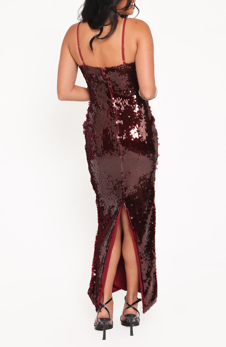 Petal & Pup Orlena Sequin Maxi Dress, Alternate, color, Burgundy