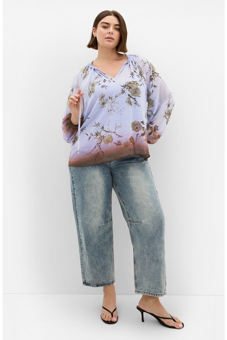 Love Border Print Top, Alternate, color, MOONLIT DUSK