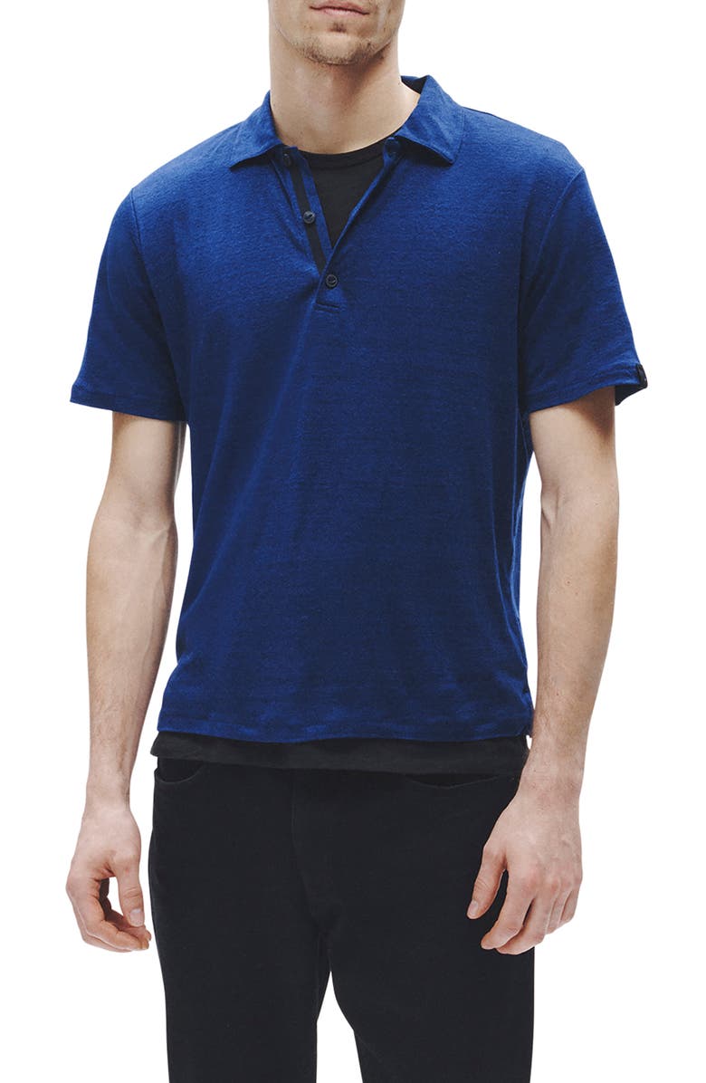 rag & bone Classic Fit Solid Slub Jersey Polo, Main, color, Sal