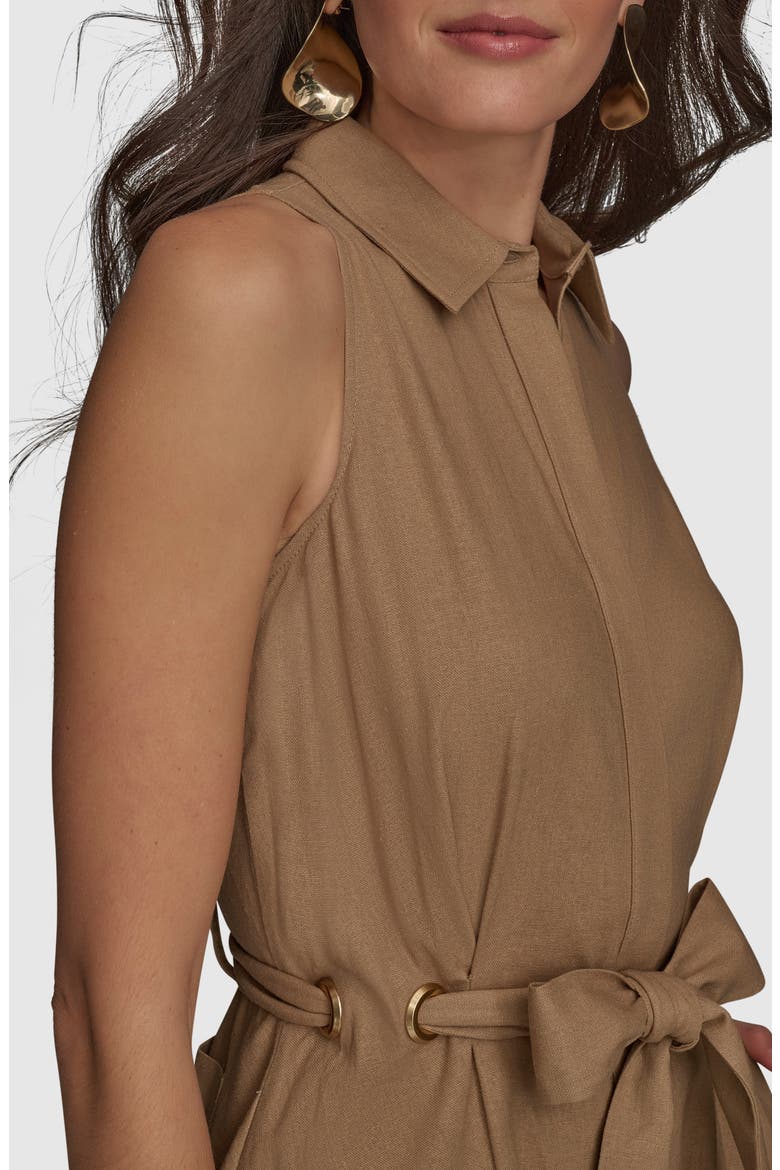 Sleeveless Linen Blend Shirtdress, Alternate, color, FAWN