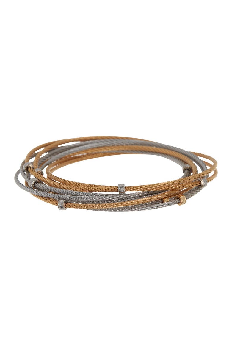 Interlocked Cable Bracelet Set, Main, color, 18KT WG