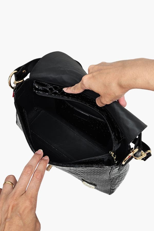 Gallop Patent Leather Handbag 515, Alternate, color, Black