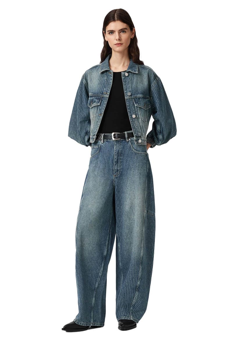 Carter Stripe Barrel Leg Jeans, Alternate, color, TITAN BLUE