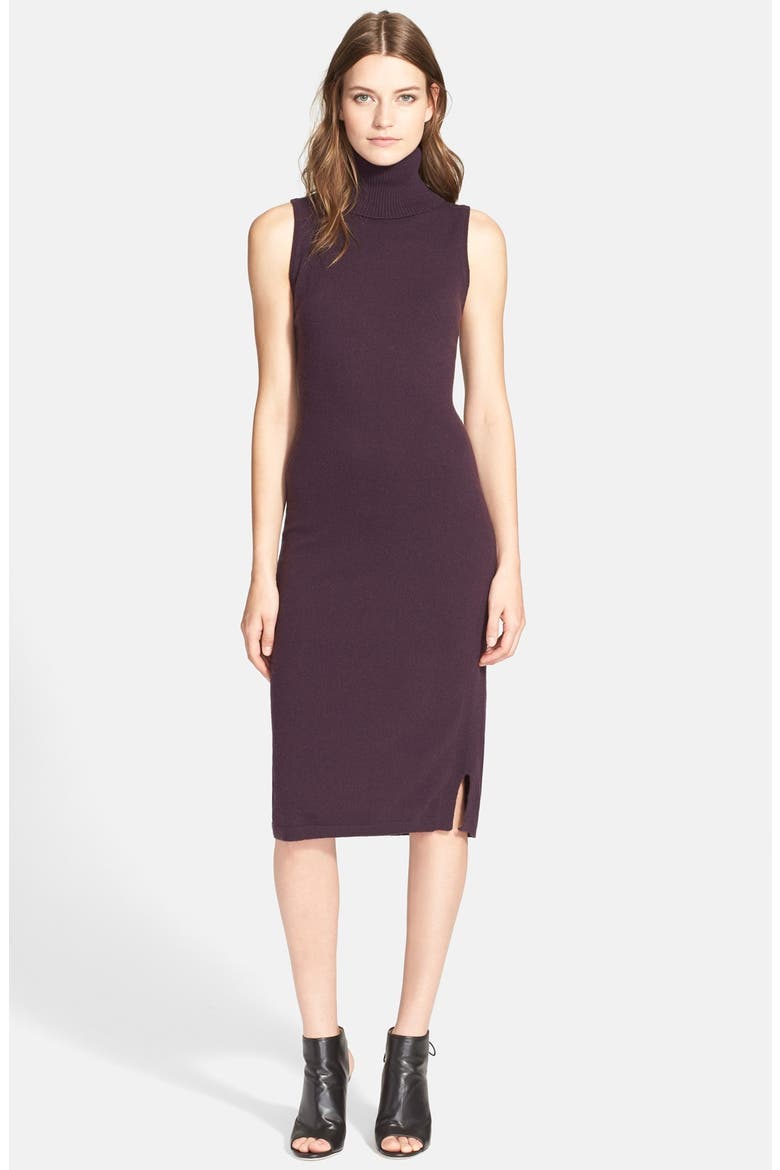 Sleeveless Cashmere Turtleneck Dress, Main, color, DAMSON