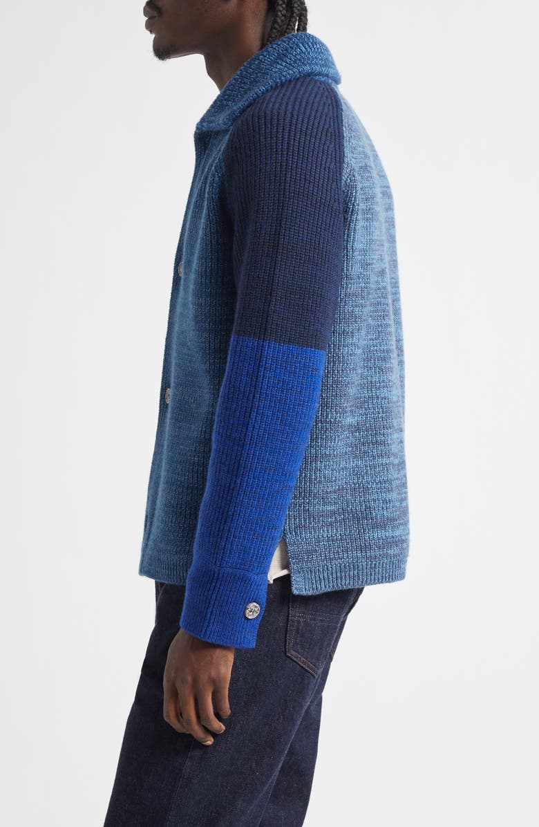 Waste Yarn Project Una Marled Colorblock Cardigan, Alternate, color, Tonal Blue