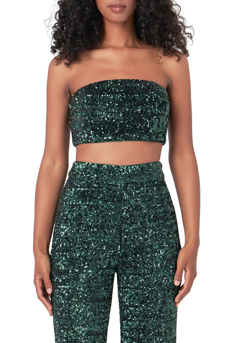 Sequin Bandeau Top, Main, color, EMERALD