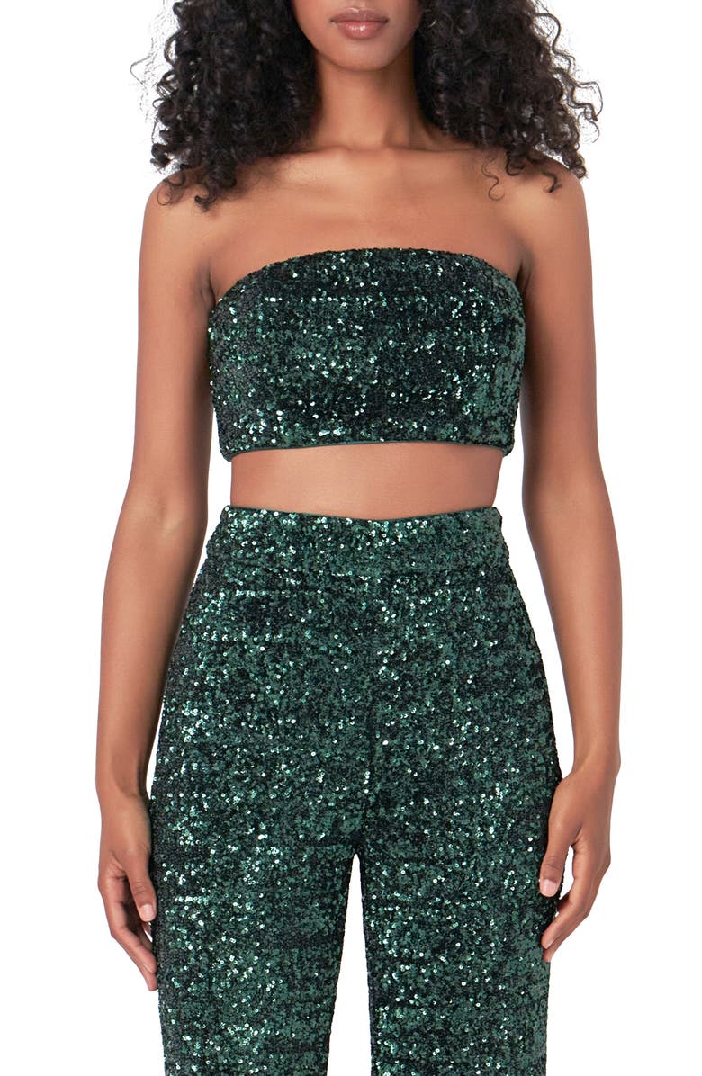 Endless Rose Sequin Bandeau Top, Main, color, Emerald