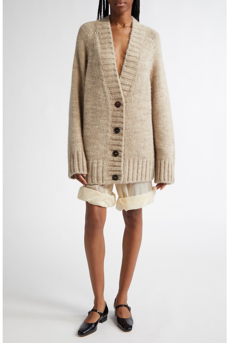 Alpaca, Cotton & Wool Cardigan, Alternate, color, LIGHT BROWN