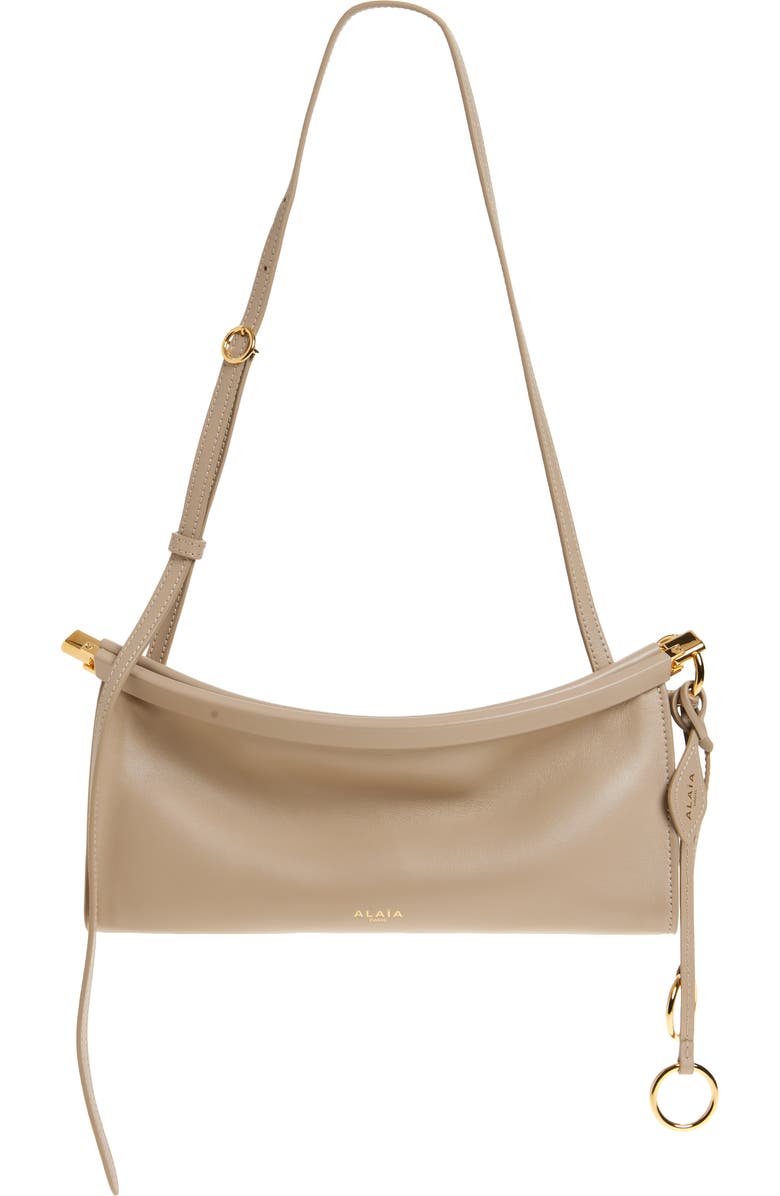 Alaïa Small Le Click East/West Leather Shoulder Bag, Main, color, Grege