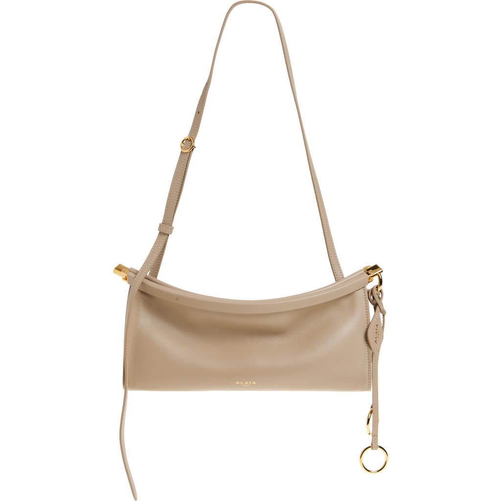 Alaïa Small Le Click East/west Leather Shoulder Bag In Gray