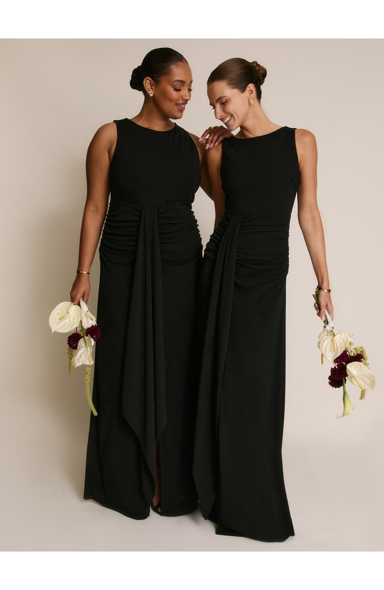 Six Stories Drape Gathered Sleeveless Stretch, Alternate, color, Black