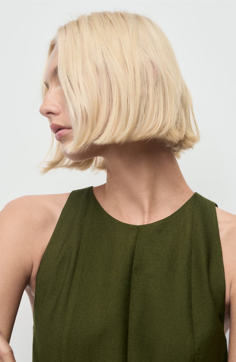 MANGO Sleeveless Flared Maxi Dress, Alternate, color, Khaki Green