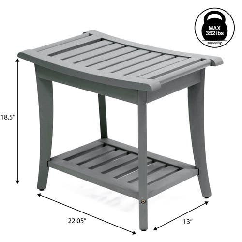 Jonathan Y Tucker 22.1" Traditional Classic Slatted Solid Acacia Wood Indoor/outdoor Shower Bench Wi In Gray