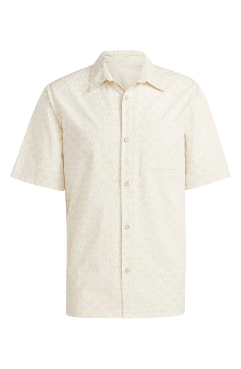 adidas Originals Trefoil Print Short Sleeve Button-Up Shirt, Alternate, color, 