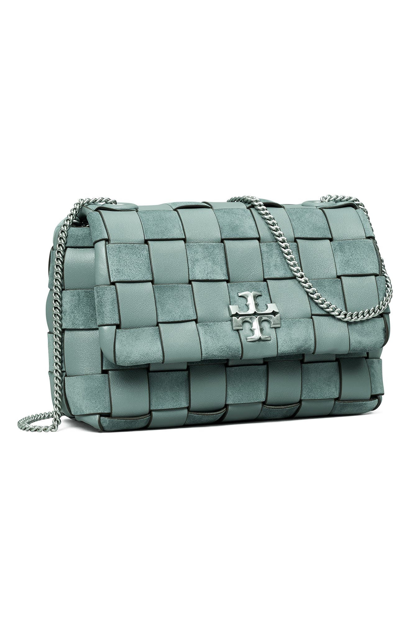 Tory Burch Kira Small Woven Leather Convertible Shoulder Bag, Alternate, color, 