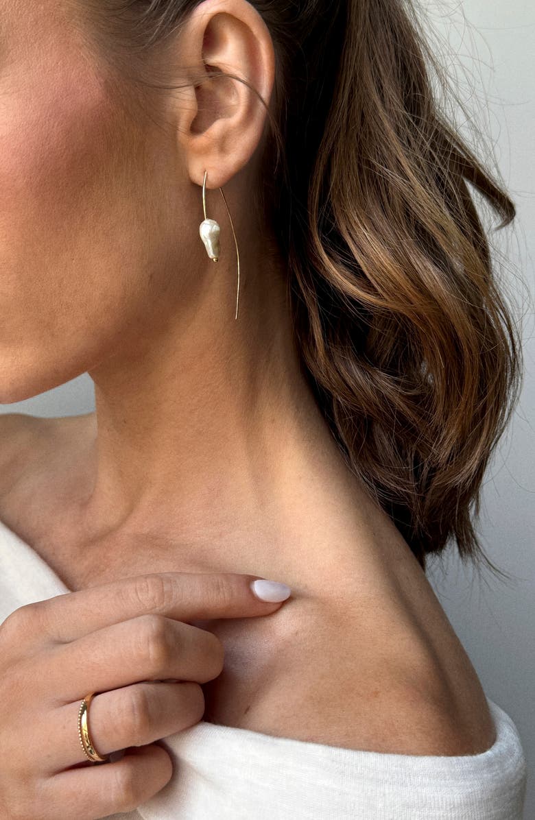 BaubleBar Teagan Faux Pearl Threader Earrings, Alternate, color, Pearl