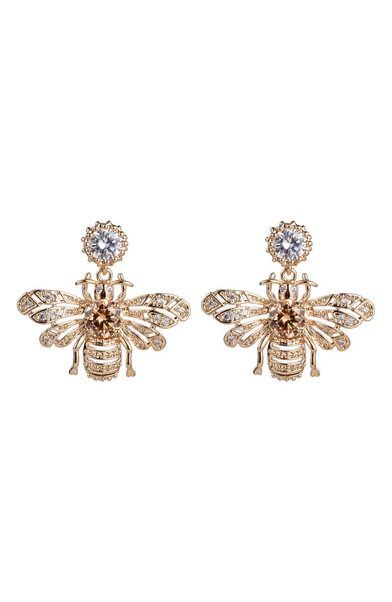 EYE CANDY LOS ANGELES Bee Cubic Zirconia Drop Earrings, Main, color,