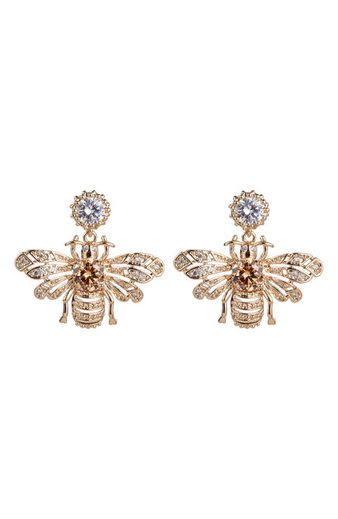 Bee Cubic Zirconia Drop Earrings