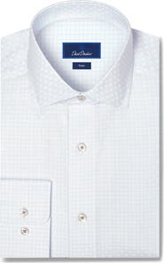 David Donahue Trim Fit Dobby Check Dress Shirt