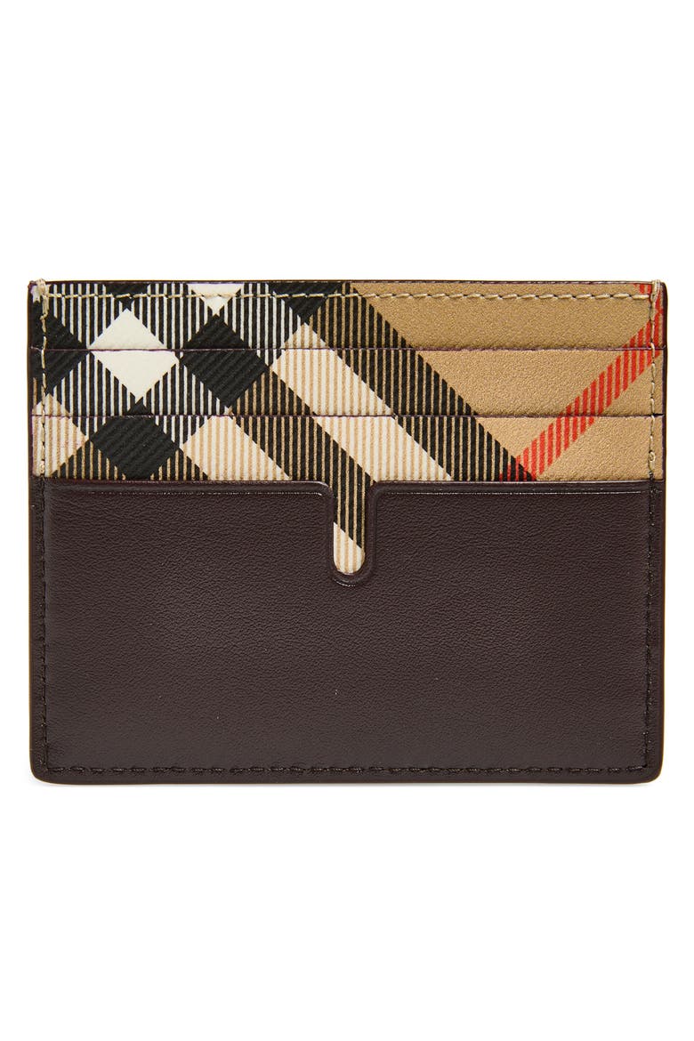 New Tall Sandon Leather & Check Canvas Card Holder, Alternate, color, SAND