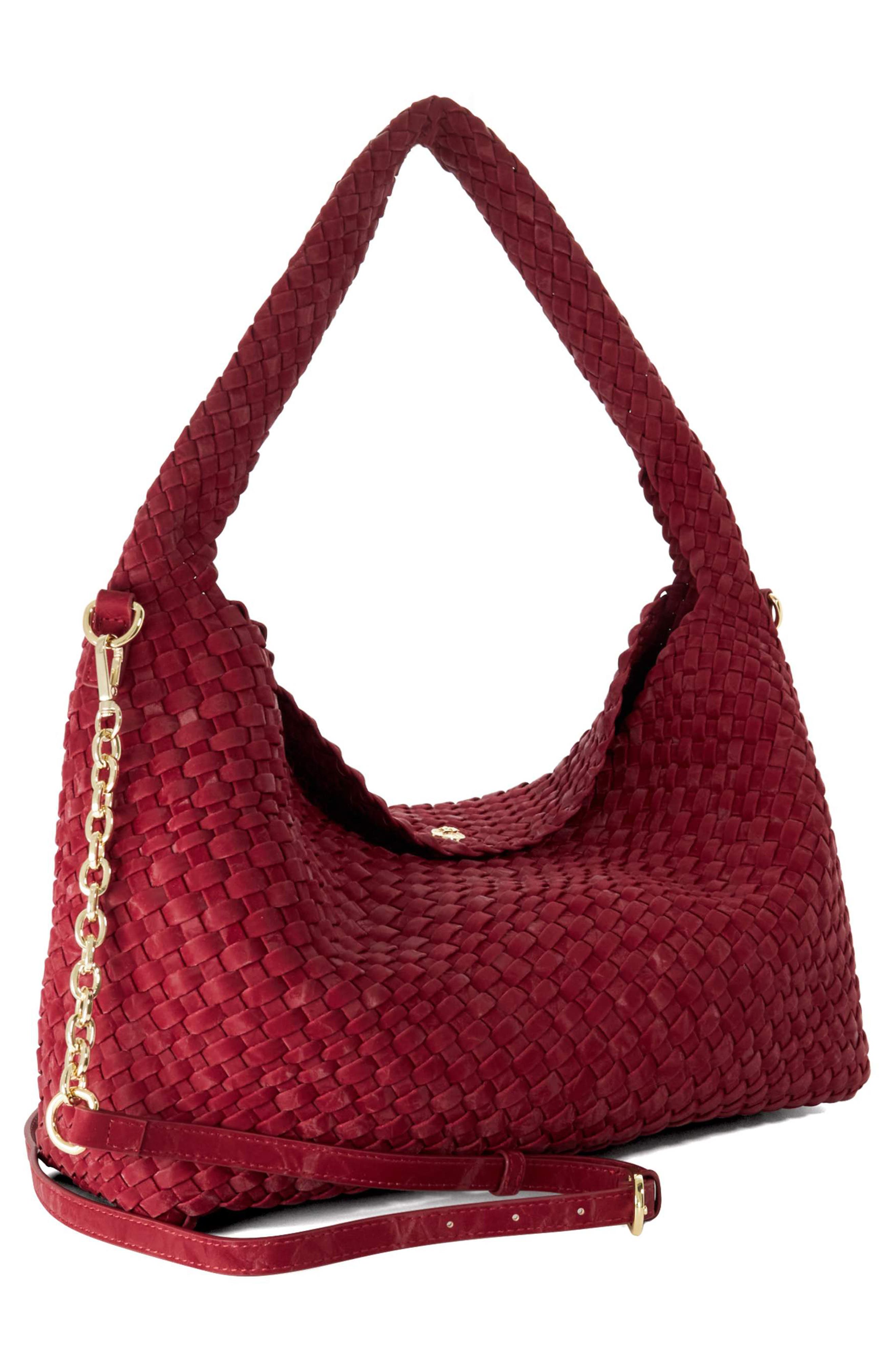 Deliberate Woven Hobo Bag, Alternate, color, BERRY