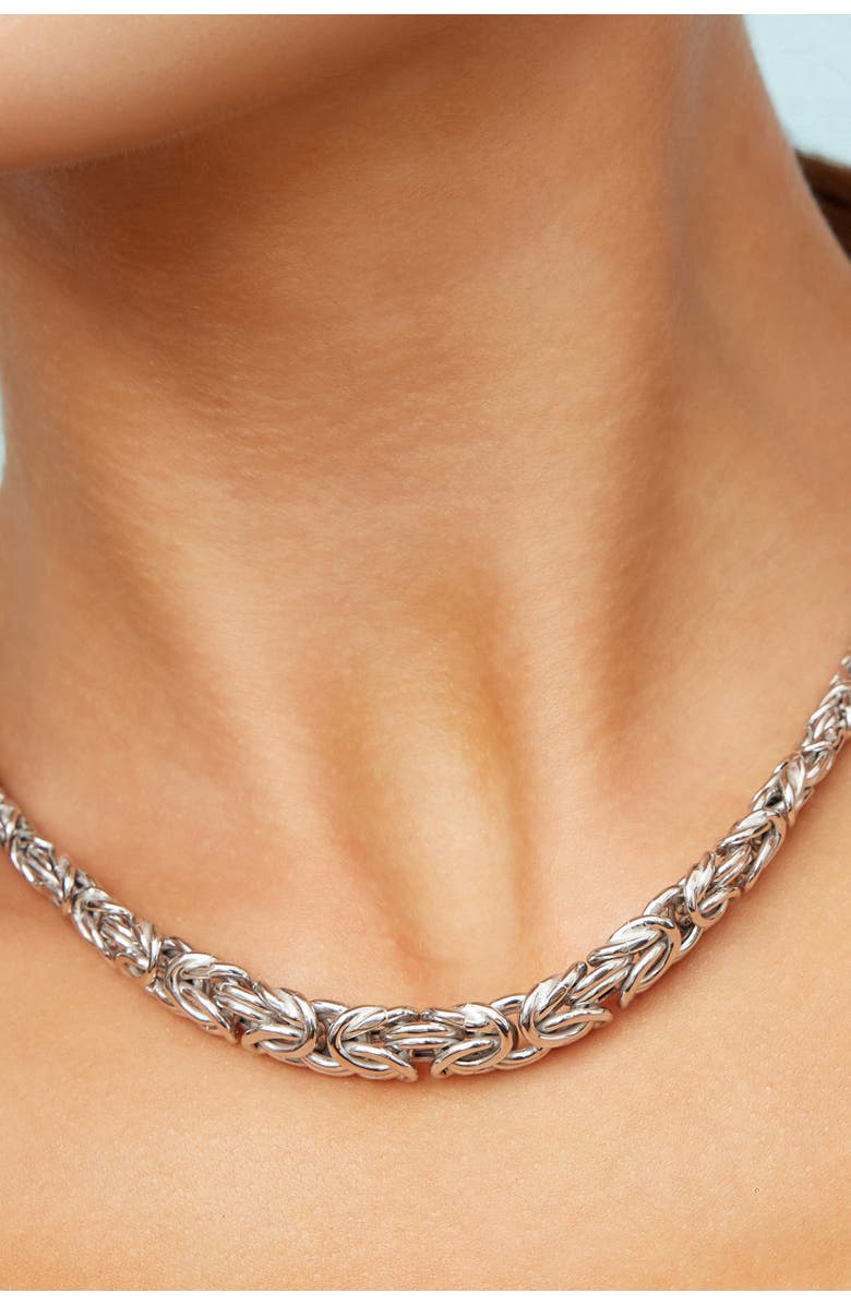 Oradina Sterling Silver Byzantine Artisan Graduated Necklace, Alternate, color, Silver