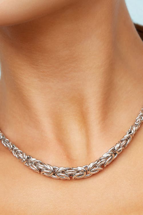 Oradina Sterling Silver Byzantine Artisan Graduated Necklace In Silver