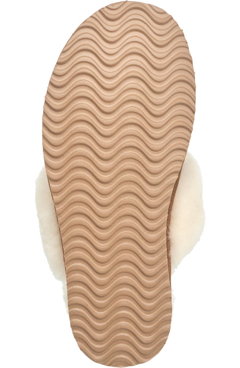 French Connection Gens Fur Band Open Slipper, Alternate, color, Chestnut